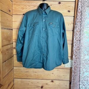 Vintage Pathfinder Shirt Mens Large XL Teal Green Western Utility Kodiak
